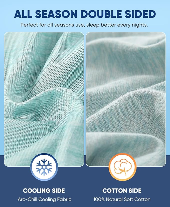 LUXEAR 2 Pack Cooling Pillow Cases for Hot Sleepers Queen Size, Arc-Chill Q-Max > 0.5, Hair & Skin Friendly, Double-Sided, Machine Washable, Hidden Zipper, Gifts for Women & Men, Green