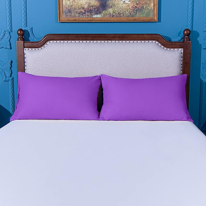 NTBAY Standard Pillowcase Set - 2 Pack Brushed Microfiber 20x26 Pillowcases - Soft, Wrinkle-Free, Fade-Resistant, Stain-Resistant, Purple Pillowcases with Envelope Closure - 20x26 Inches, Purple