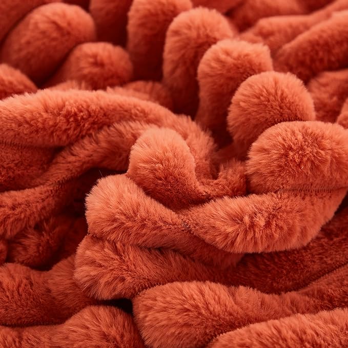 JAUXIO Faux Fur Fluffy Body Pillow Cover Luxury Textured Vertical Stripe Plush Decorative Body Pillowcase, Ultra Soft and Cozy Zipper Closure 21 x 54 Inches, Coral Orange