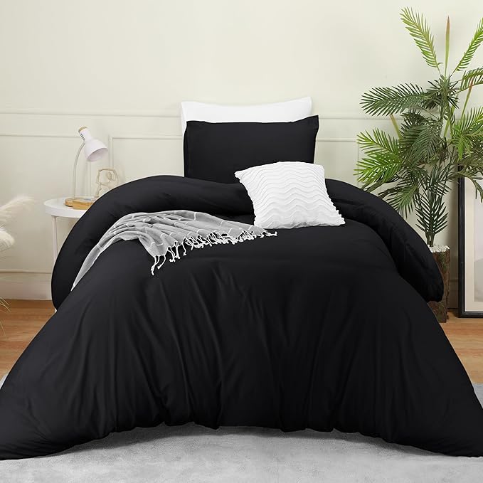 Utopia Bedding Duvet Cover Set with Pillowcases- 2 Pieces Bedding Duvet Cover with Zipper Closure - 1 Duvet Cover with 1 Pillow Sham - Soft Brushed Microfiber (Twin/Twin XL, Black)