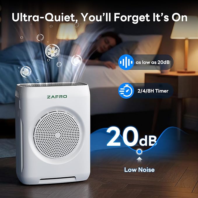 ZAFRO H13 HEPA Air Purifiers for Home Large Room up to 3000 Ft², Washable Pre-Filters, Quiet Air Cleaner for Home Bedroom Dust Pollen Pet Odor, Auto/Pet/Sleep Modes, PM2.5 AQI Display, Fragrance