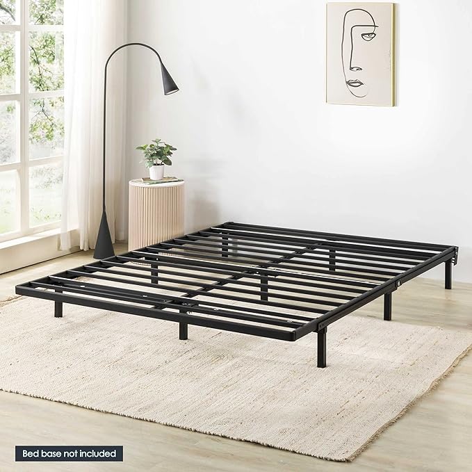 Mellow 1.6 Inch Metal Bunkie Board Mattress Support for Bed Frames, Box Spring or Bed Slat Replacement, Easy Assembly, Queen, Black