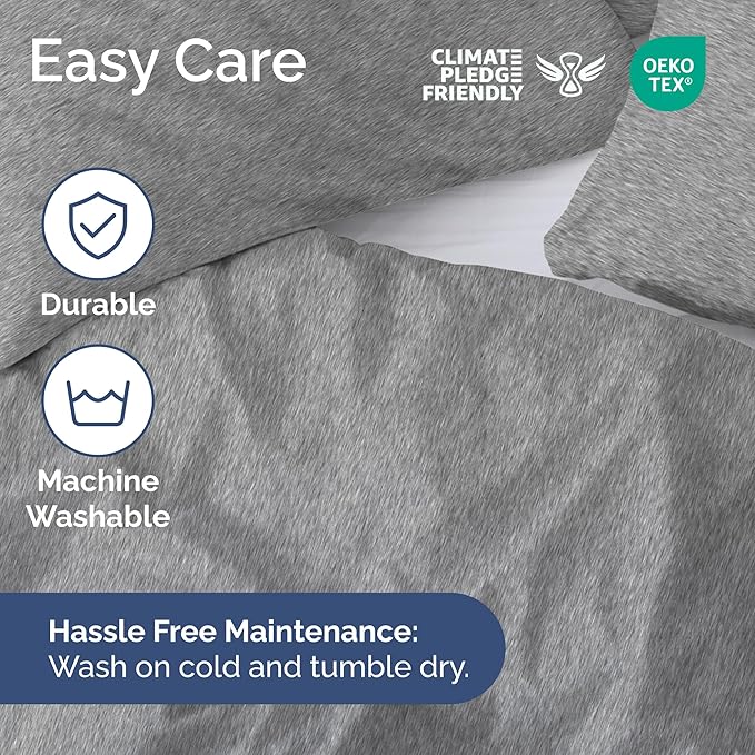 Duvet Cover Full Size Set - Extra Soft Full Duvet Cover 80" x 90" with 2 Pillow Shams - Hotel Luxury, Easy Care & Fade Free with Zipper Closures & Ties - Comfy, Cozy and Breathable (Heathered Grey)