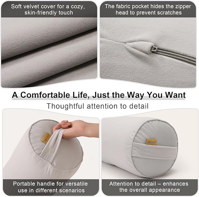 Body Pillow for Adults,Long Round Pillow,Big Cylindrical Pillow,Large Full Bolster Pillows for Side Sleepers (Silver Gray, 47.24"*7.87")