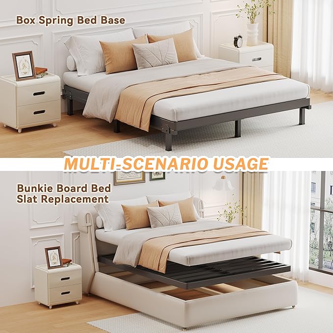 ROIL 2 Inch California King Metal Box Spring Low Profile, Bunkie Board Bed Slat Replacement with Round Corners, 3000 lbs Capacity Heavy Duty Steel Slats, Easy Assembly, Noise Free