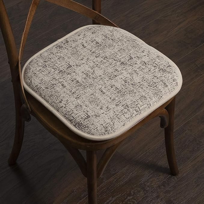 Sweet Home Collection Chair Cushion Memory Foam Pads Honeycomb Pattern Slip Non Skid Rubber Back Rounded Square 16" x 16" Seat Cover, 12 Pack, Broadway Chocolate/Cream