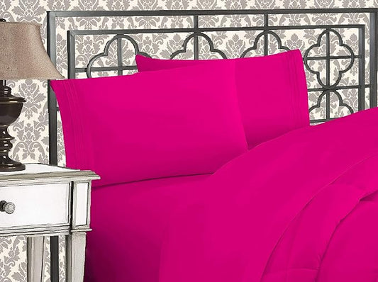 Elegant Comfort 1500 Premier Wrinkle & Fade Resistant Hotel Quality Ultra Soft Luxurious 4-Piece Bed Sheet Set with Deep Pockets, King Pink