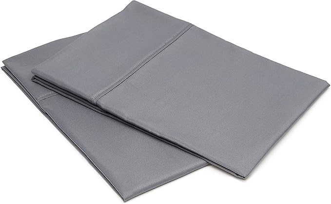 Amazon Basics Standard Pillowcases Set of 2 - Lightweight, Super Soft Easy Care Microfiber, Dark Gray, 30" L x 20" W, Pillows Not Included (Pack of 2)