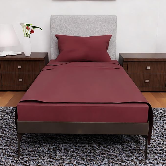 Twin Sheets Set -3 Pcs Set- Deep Pockets - Cooling Twin Bedding Sets - Soft and Comfortable Twin Bed Sheets - Twin Size Sheets Twin Sheet Set (Burgundy)