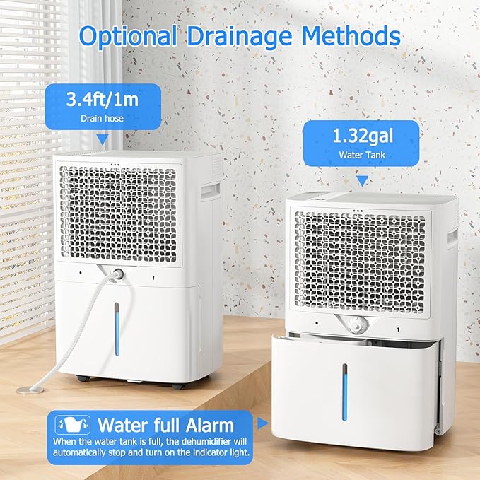 Ludatido 2026 Energy Star 4500 Sq.Ft 75 Pint Dehumidifier for Basements with Large 1.32 Gal Tank,Portable Smart Compressor Dehumidifier for Home