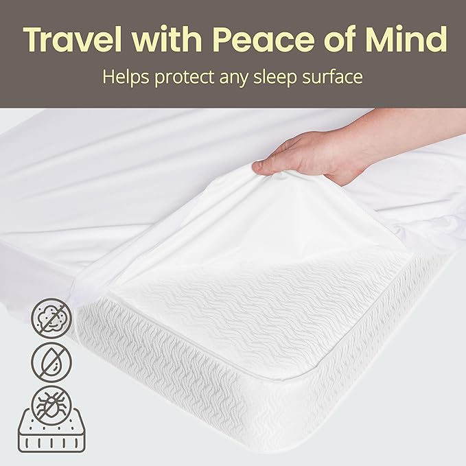 SafeRest Waterproof Mattress Protector Crib Size – Absorbent Breathable Soft Fitted Bed Cover with Stretchable Pockets – Machine Washable Crib Mattress Cover