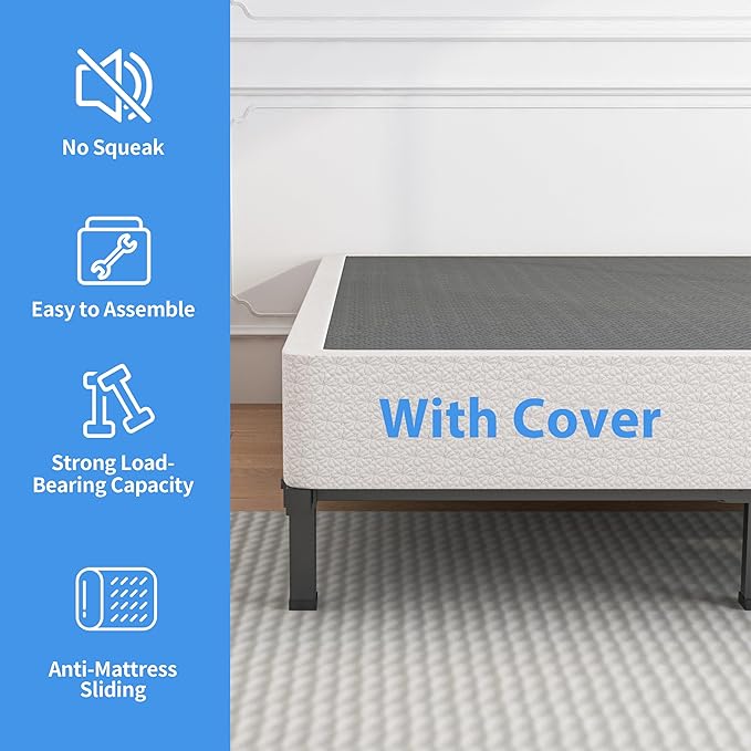 ROIL 5 Inch Twin Size Box Spring, Heavy Duty Metal Low Profile Bed Base Mattress Foundation with Fabric Cover, 3500lbs Max Weight Capacity, Easy Assembly, Noise Free, Non-Slip