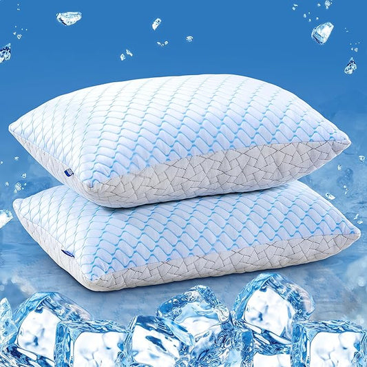 puredown® King Size Pillows Set of 2, Shredded Memory Foam Pillows, Cooling Pillow King 2 Pack, Foam Pillow for Sleeping, Adjustable Firm Bed Pillow for Side, Back and Stomach Sleepers