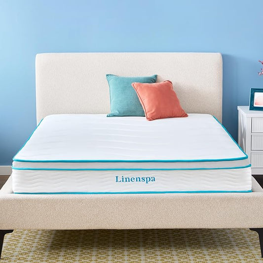 Linenspa 10 Inch Memory Foam and Spring Hybrid Mattress - Medium Feel - Bed in a Box - Quality Comfort and Adaptive Support - Breathable - Cooling - Perfect for a Guest Bedroom - Twin XL Size