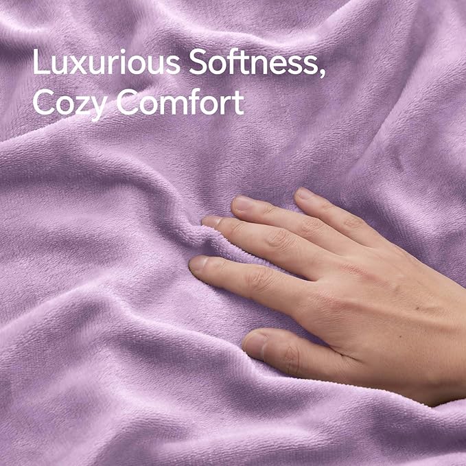 BEDELITE Flannel King Size Pillow Cases Set of 2, Super Soft Fleece Pillowcases with Zipper for Bedroom, Sofa, Couch,Luxury Cozy Fuzzy Velvet Pillow Shams for All Seasons(20x36 Inches,Lavender)