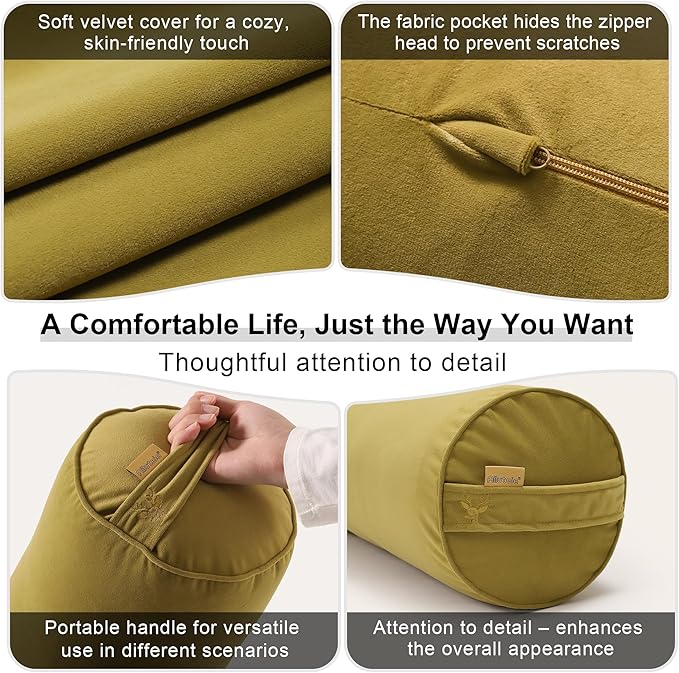 Body Pillow for Adults,Long Round Pillow,Big Cylindrical Pillow,Large Full Bolster Pillows for Side Sleepers (Golden Yellow, 47.24"*7.87")