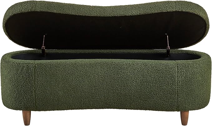 Bailey Boucle-Style Curved Storage Accent Bench