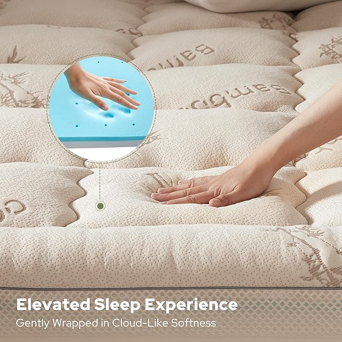 BEDLORE 4 Inch Memory Foam Mattress Topper Twin,2-in-1 Dual Layer Design (2" Gel Memory Foam + 2" Plush Pillow Top Cover) Mattress Topper Medium-Firm,Pressure Relief & Back Pain Support(Beige)