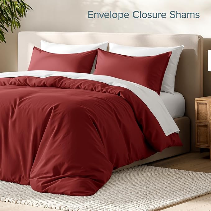 Bare Home Bedding Duvet Cover Queen Size - Premium 1800 Super Soft Collection - Lightweight, Cooling - Soft Breathable Bedding Duvet Cover (Queen, Rosewood)