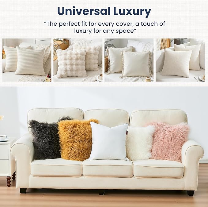 Down Pillow Inserts 20x20, 100% Goose Down Feather Throw Pillows Inserts - Ultra Plush, Decorative Pillow Insert with Soft Cotton Cover for Couch Sofa Bed Living Room White (Pack of 1)