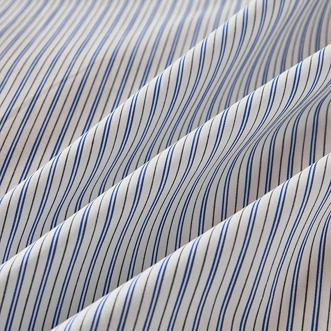 Merryword Blue Striped Pillowcases, 100% Cotton Pillow Cases, Queen Size Pillowcases, Luxury Linen Like Pillowcase, Soft Breathable Pinstripe Pillow Covers, Set of 2