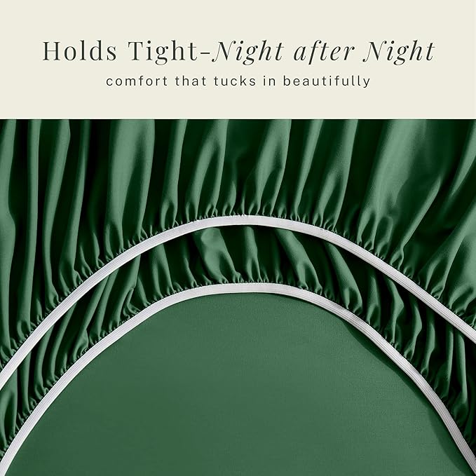 Hearth & Harbor Bed Sheets, Luxury Soft 6 Piece Bed Sheet Set Extra Deep Pocket Fitted Sheets Fits Mattress up to 21", Double Brushed Bedding Sheets & Pillowcases, King, Dark Green