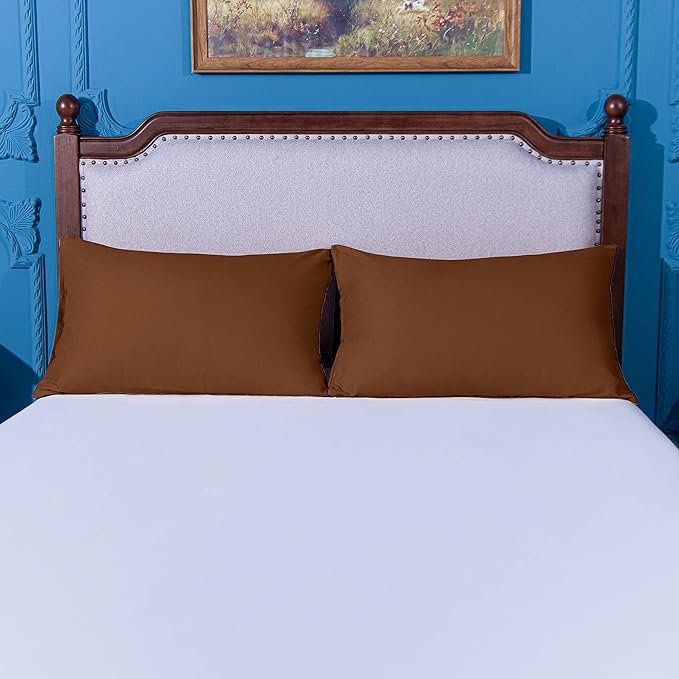 NTBAY King Pillowcase Set - 2 Pack Brushed Microfiber 20x36 Pillowcases - Soft, Wrinkle-Free, Fade-Resistant, Stain-Resistant, Brown Pillowcases with Envelope Closure - 20x36 Inches, Brown