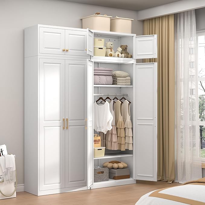 32" Metal Wall Cabinet 2 Doors,Black Hanging Cabinets with Handle,Metal Wardrobe Cabinets,Armoire Wardrobe Closet,Clothes Storage Cabinet for Bedroom,Laundry,Office Room