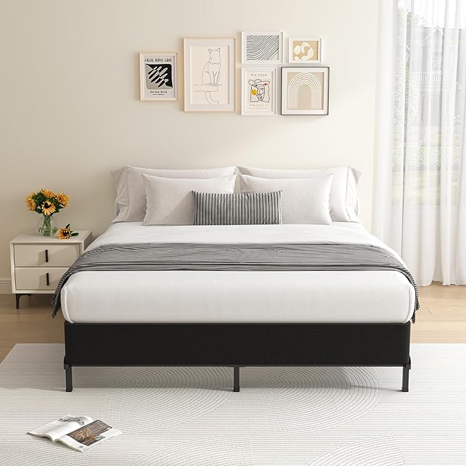 MAF 10 Inch Full Size Box Spring, High Profile Box Spring Full Size Bed Base, 3500 lbs Black Heavy Duty Metal Mattress Foundation with Easy Clean Fabric Cover, Easy Assembly