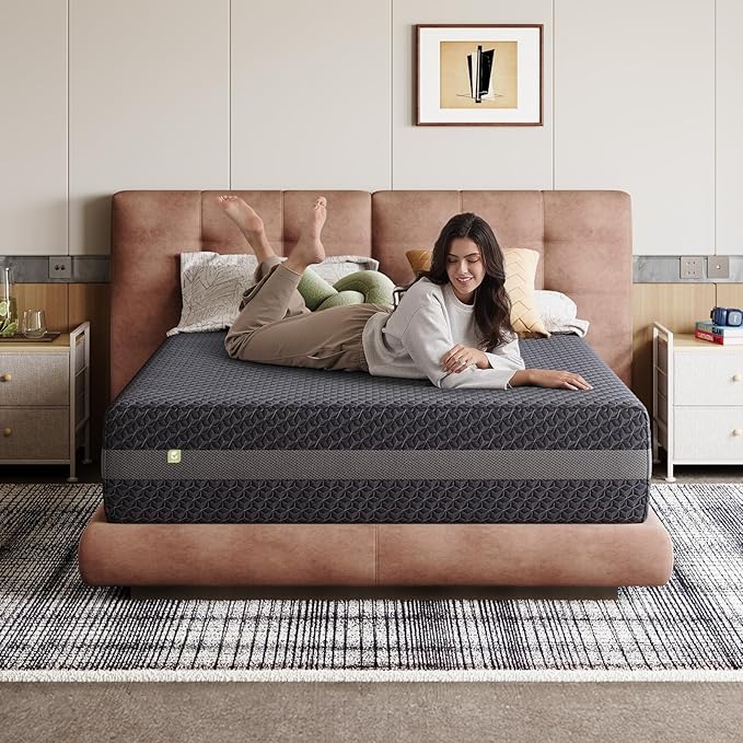 Novilla 12 Inch King Size Mattress, King Gel Memory Foam Mattress for Ergonomic Comfort & Responsive Support, with Green Tea-Infused Foam, Breathable Side Panel, Medium Firm, Mattresses in a Box