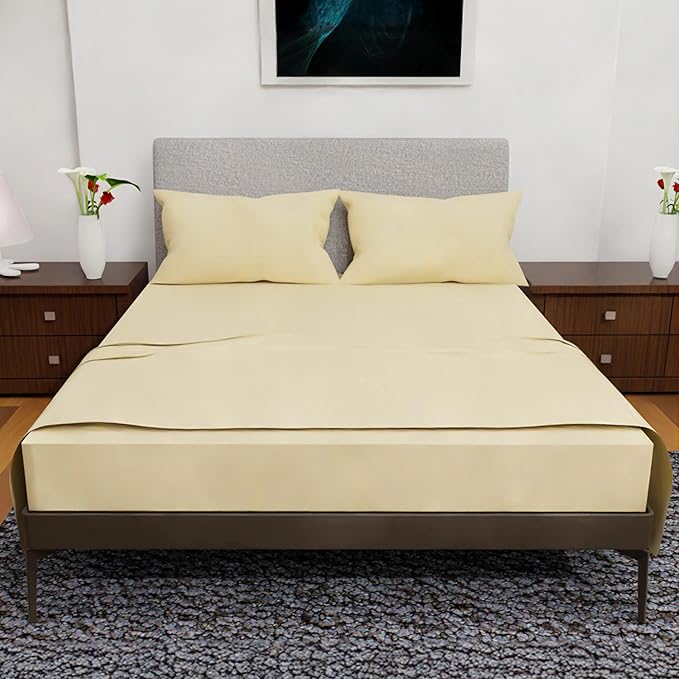 Full Size Bed Sheets – 4Pcs Bed Sheets Full Size Set, Deep Pocket, Double Brushed Microfiber, Fade Resistant, Soft & Breathable for Cozy and Comfortable Sleep(Tan)