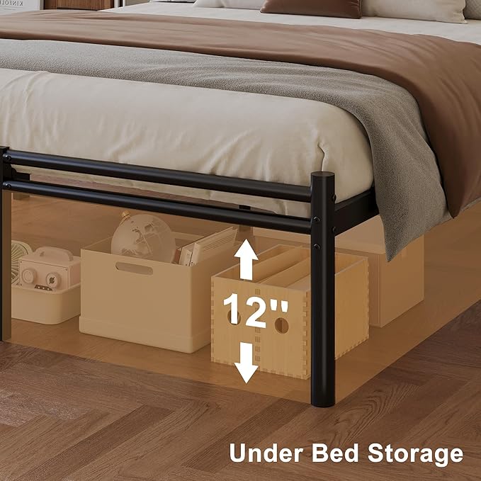 Yicensen Full Size Bed Frame with Headboard and Footboard, 14 Inch Metal Platform Full Bed Frame with Steel Slat Support, No Box Spring Needed, Noise Free, Easy Assembly, Black