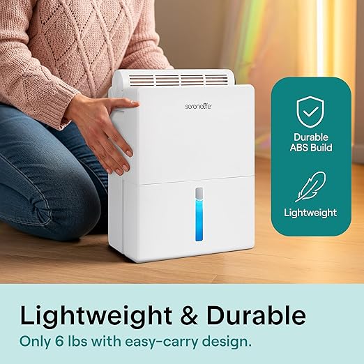 SereneLife Dehumidifiers for Home, 91 Oz Quiet Dehumidifier for Bedroom, Bathroom, Basement with Removable Cylinder For Closet, Timer, Sleep Mode & Smart Humidity Control, Covers 1500 Sq. Ft, White