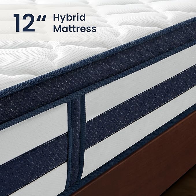 Full Size Mattress, 12 Inch Gel Memory Foam Sprung Hybrid Mattress, Cooling and Pressure Relief for Breathable Sleep, Certipur-Us Certified, 120-Night Home Trial, Aura Collection