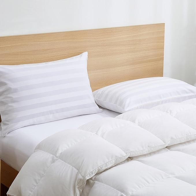 100% Cotton Classic Pillow Protectors with Invisible Zipper, 600 Thread Count Sateen Weave Soft and Breathable Pillow Cases, Protect Pillows from Dirt, Dust and Debris (Standard, 20"x26", Set of 4)