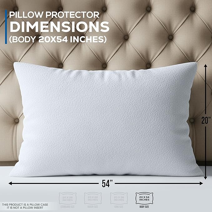 Utopia Bedding Set of 2 Waterproof Pillow Protectors with Zipper Body Size, Terry Pillow Covers, Bed Bug and Dust Mite Proof Pillow Cases