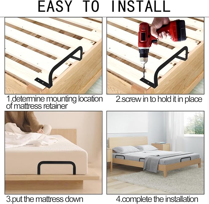Mattress Retainer Bar Bracket Holder(H3.5) 8Pcs - Keeps Mattresses from Sliding, Suitable for Platform Beds, Adjustable Beds, RV Mattresses