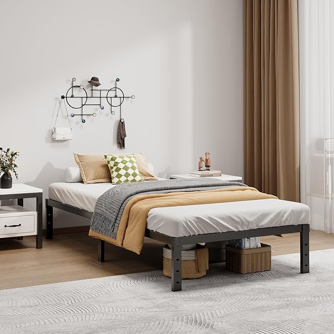 LUMUNANCE Metal Bed Frame Twin XL Size - 12 Inch Heavy-Duty Twin XL Platform Bed Frame No Box Spring Needed, Easy Assembly, Noise-Free, Sturdy Mattress Foundation, Underbed Storage Space