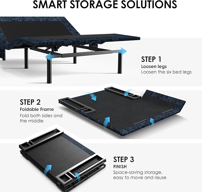 Patented Design Queen Adjustable Bed Frame with Head & Foot Incline, Wireless Remote, Quiet Motor, Zero Gravity & Anti-Snore, Electric Adjustable Bed Base, for Small Apartments & Seniors