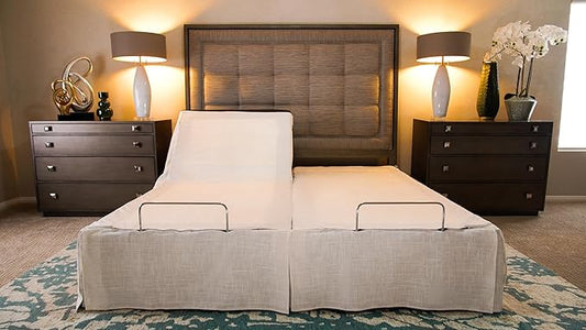 Split King Bed Skirt Designed for Adjustable Beds - Patented Staydae System