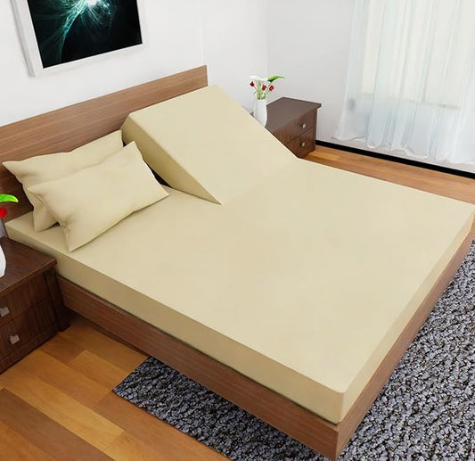 Top Split Flex Head California King Size Sheet Set - Egyptian Quality Ultra-Soft Bed Sheets - Double Brushed - Deep Pockets- Easy Fit - 4 Piece Set- Fade Resistant - Cream