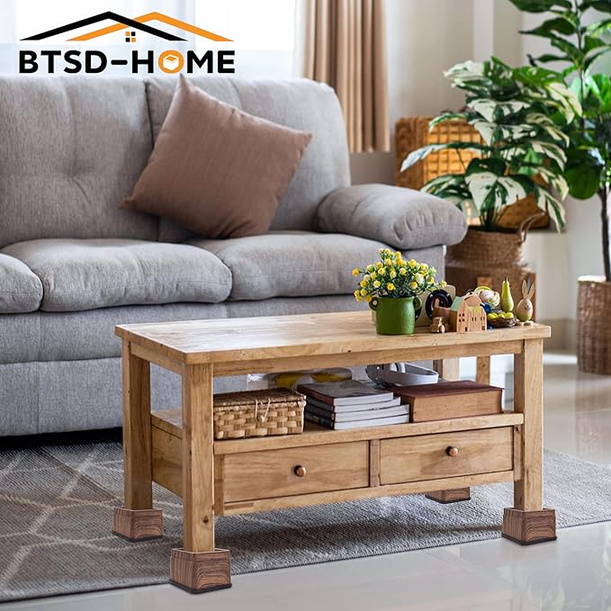 BTSD-home 3 Inch Wood Bed Risers Furniture Risers Bed Frame Lifters in Heights of 3 or 6 Inch Heavy Duty Set of 8 Square