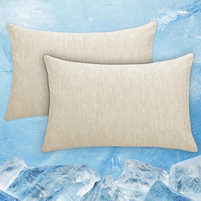 CHOSHOME Cooling Pillow Cases Zipper Pillow Covers Q-Max > 0.45 Zippered Pillowcases for Hot Sleepers, Soft, Breathable, Skin-Friendly, 2 Pack (Queen, 20"x30", Beige)