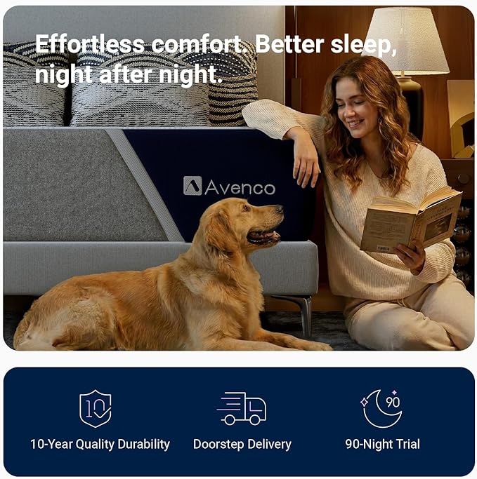 Avenco 12 Inch Full Size Mattress with Open-Cell Foam for Breathable Comfort, Gel Memory Foam Full Mattresses with Removable Cover, CertiPUR-US Certified Mattress in a Box