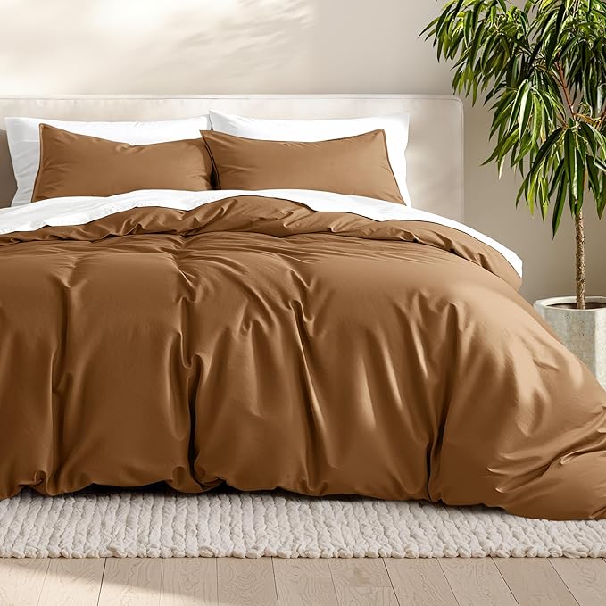 Bare Home Bedding Duvet Cover King Size - Premium 1800 Super Soft Collection - Lightweight, Cooling - Soft Breathable Bedding Duvet Cover (King, Caramel)