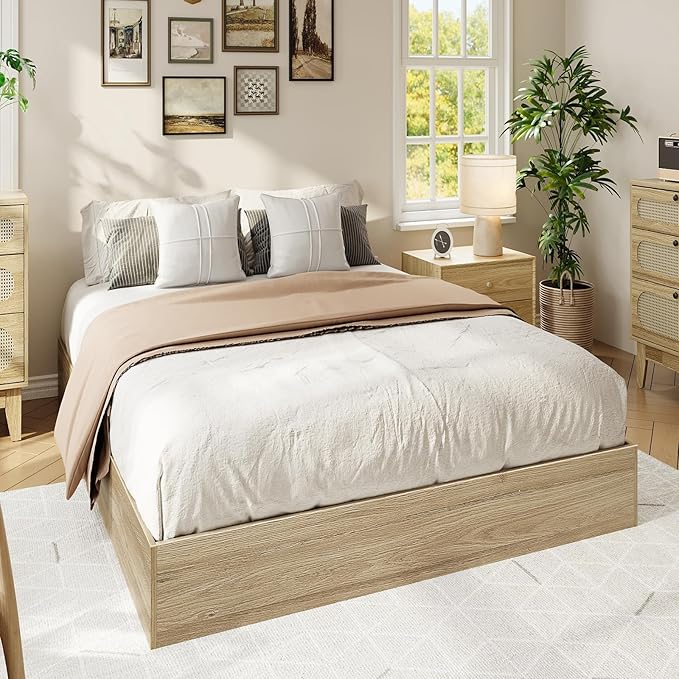 IDEALHOUSE Platform Bed Frame Twin Size,Wooden Slat Support,No Box Spring Needed, Easy Assembly, Natural
