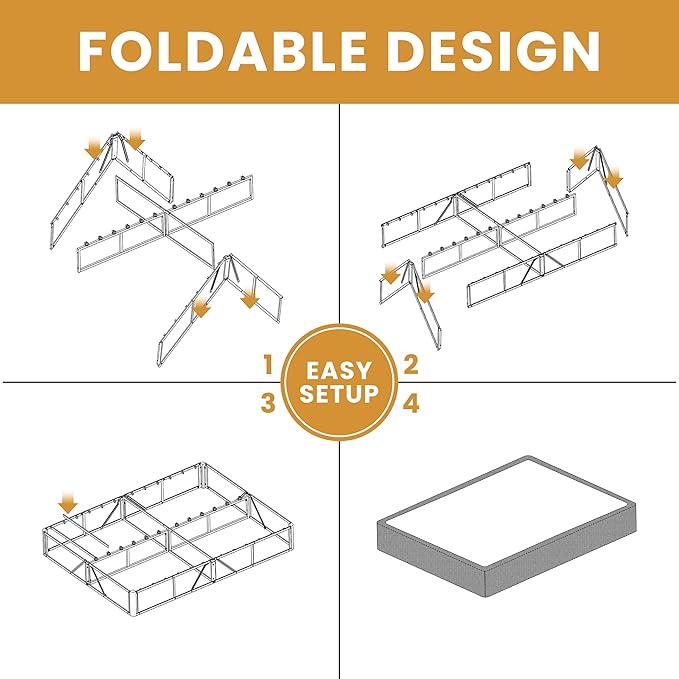 MAF Cal King Size King Box Spring, 10 Inch High Profile Box Spring Cal King 3500 lbs Black Heavy Duty Metal Mattress Foundation with Easy Clean Fabric Cover, Easy Assembly