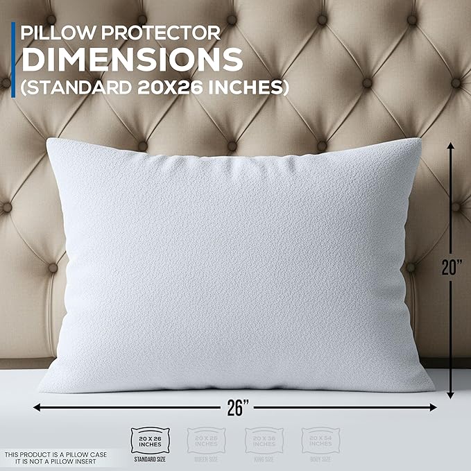 Utopia Bedding Set of 4 Waterproof Pillow Protectors with Zipper Standard Size, Terry Pillow Covers, Bed Bug and Dust Mite Proof Pillow Cases