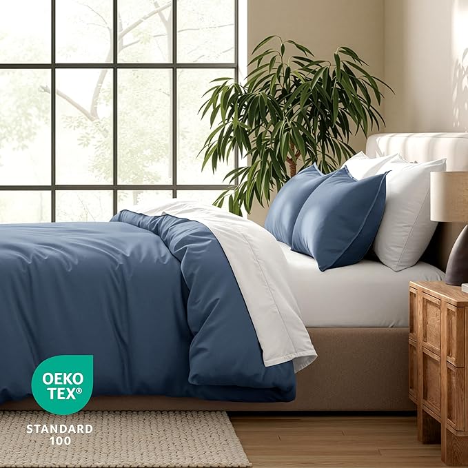 Bare Home Bedding Duvet Cover California King Size - Premium 1800 Super Soft Collection - Lightweight, Cooling - Soft Breathable Bedding Duvet Cover (Cal King, Bering Sea)