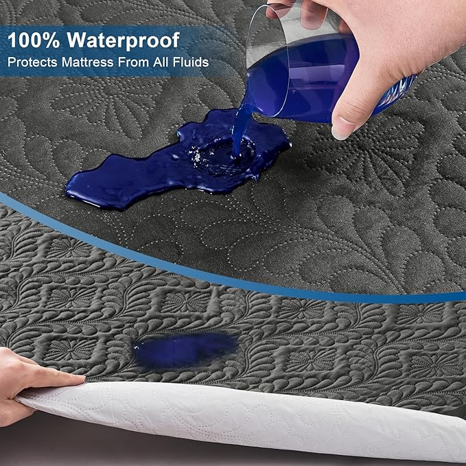 Sufdari Queen Waterproof Mattress Protector, Waterproof Mattress Cover,Breathable & Noiseless Mattress Pad, Waterproof Quilted Fitted Sheet Fits Up to 8-18" Deep Pocket